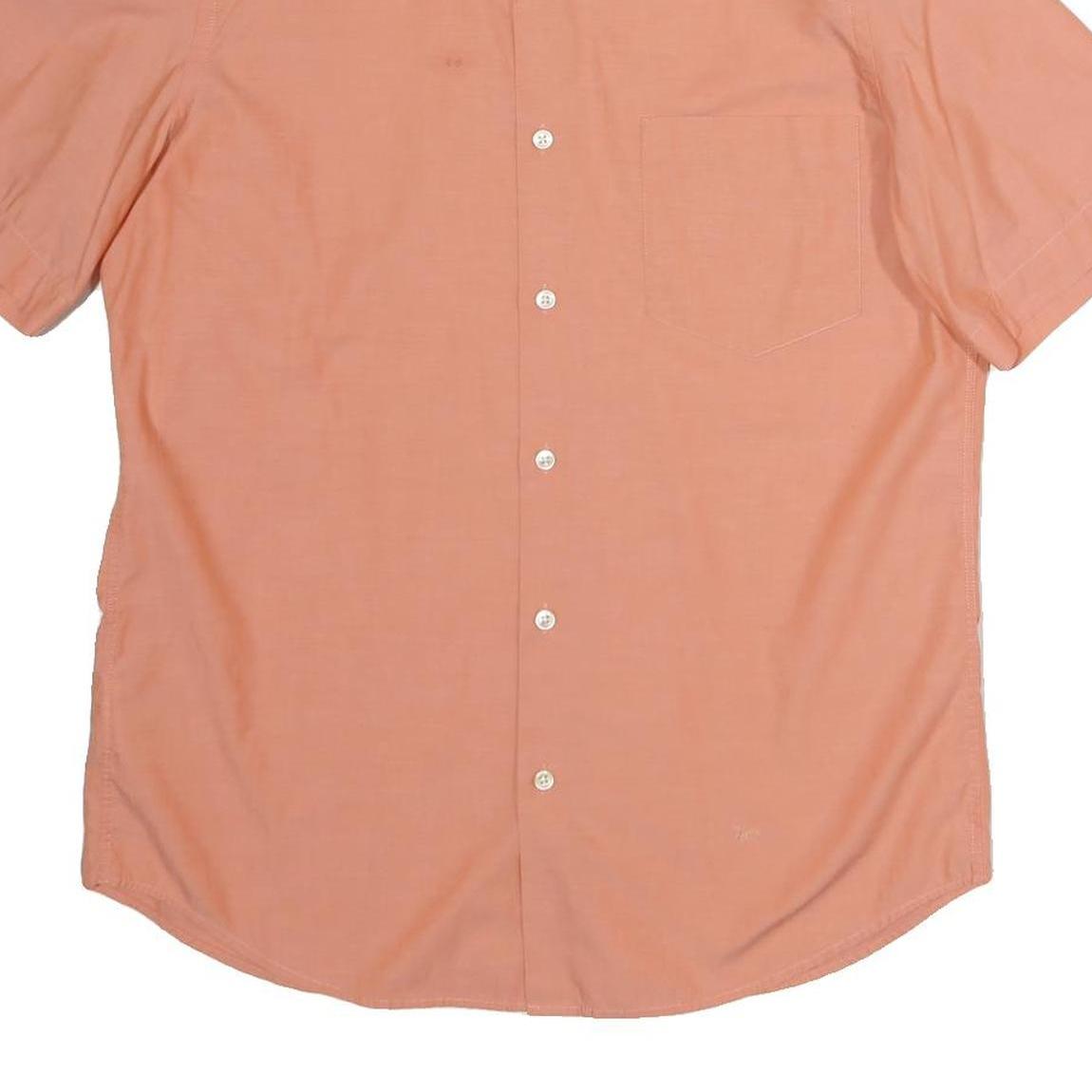 BOSS HUGO BOSS Mens Peach Plain Cotton Shirt M Short Sleeve Casual