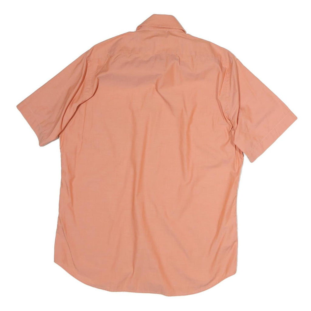 BOSS HUGO BOSS Mens Peach Plain Cotton Shirt M Short Sleeve Casual