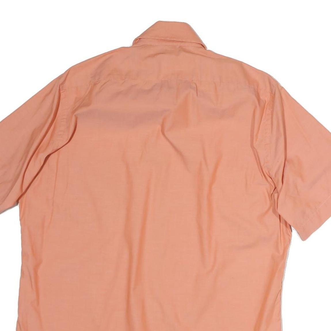 BOSS HUGO BOSS Mens Peach Plain Cotton Shirt M Short Sleeve Casual