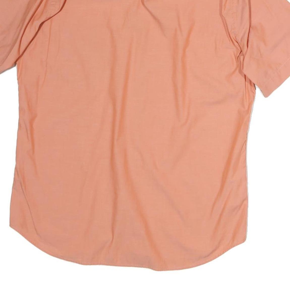 BOSS HUGO BOSS Mens Peach Plain Cotton Shirt M Short Sleeve Casual