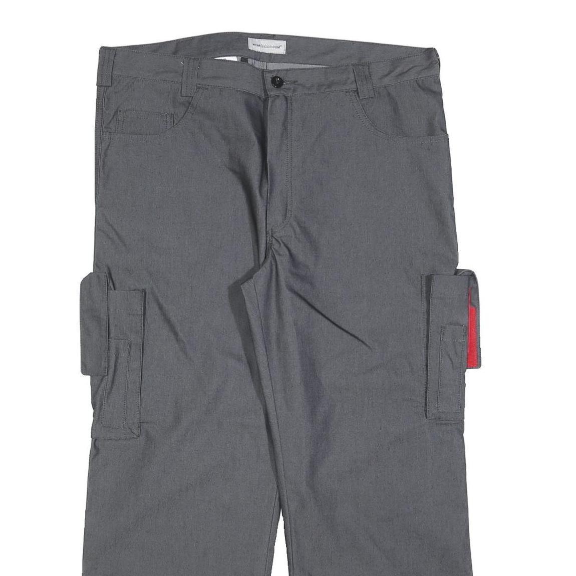 WORK FASHION Mens Grey Cotton Blend Regular Fit Cargo Trousers W36 L27 Utility
