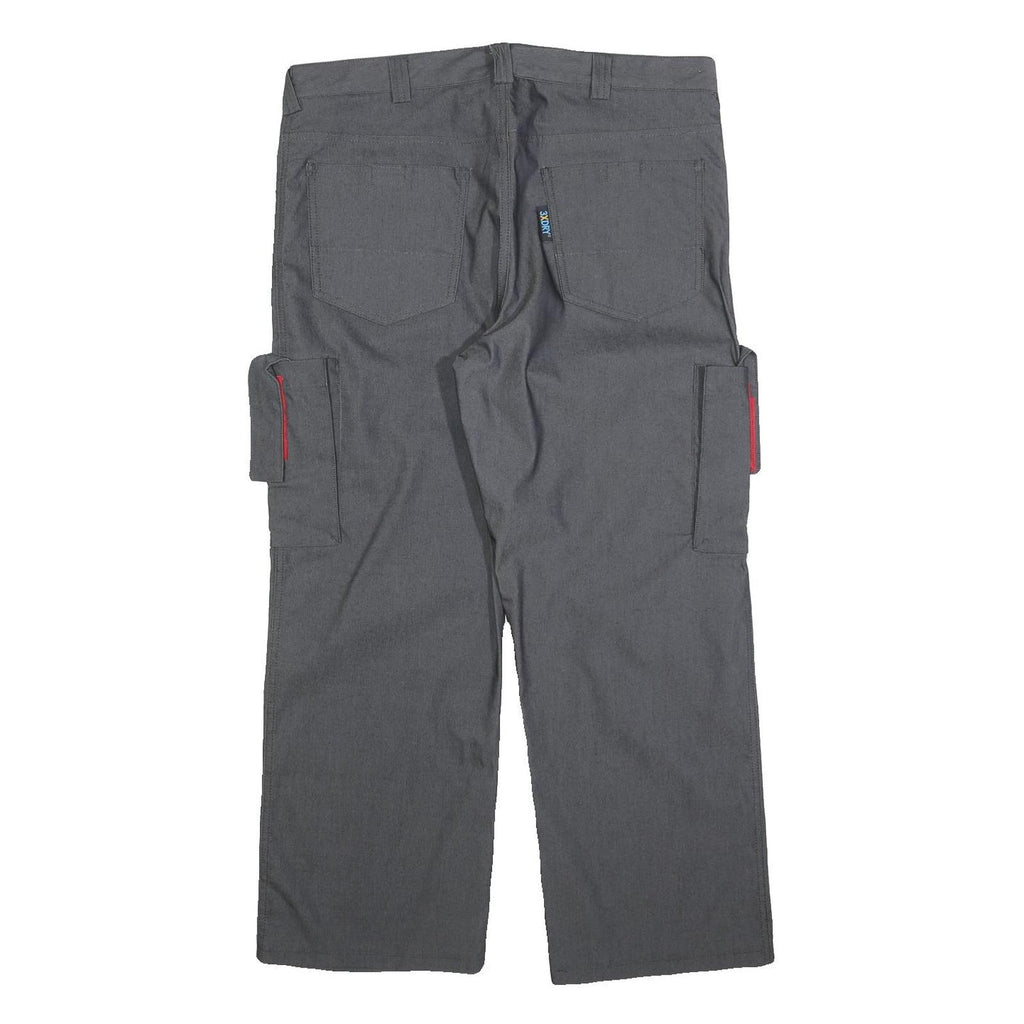 WORK FASHION Mens Grey Cotton Blend Regular Fit Cargo Trousers W36 L27 Utility