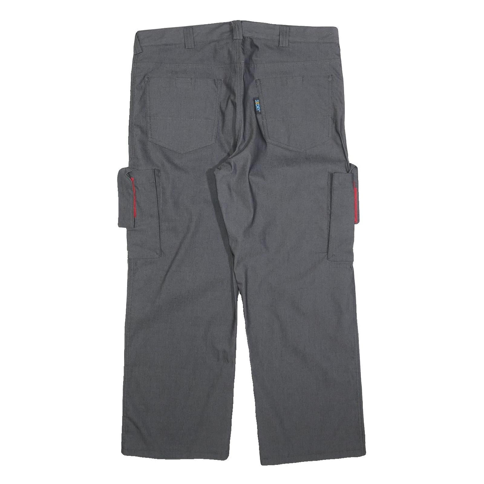 WORK FASHION Mens Grey Cotton Blend Regular Fit Cargo Trousers W36 L27 Utility