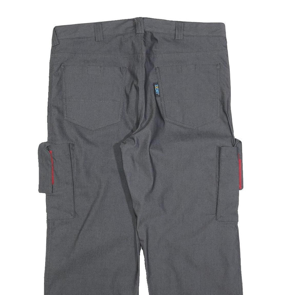 WORK FASHION Mens Grey Cotton Blend Regular Fit Cargo Trousers W36 L27 Utility