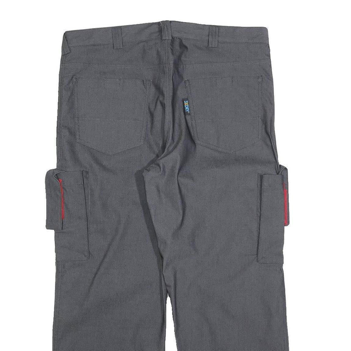 WORK FASHION Mens Grey Cotton Blend Regular Fit Cargo Trousers W36 L27 Utility