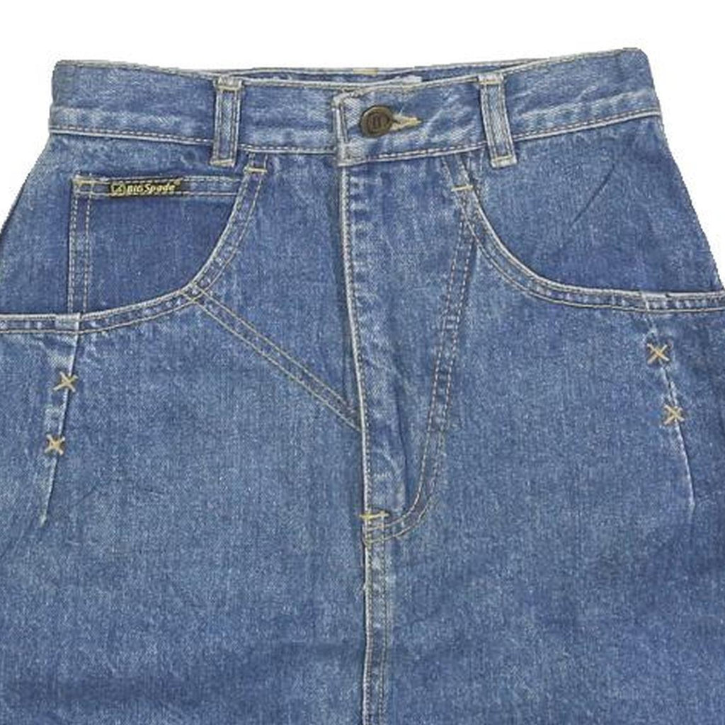 BIG SPADE Womens Blue Denim Mini Cotton Blend Skirt XXS Casual Everyday