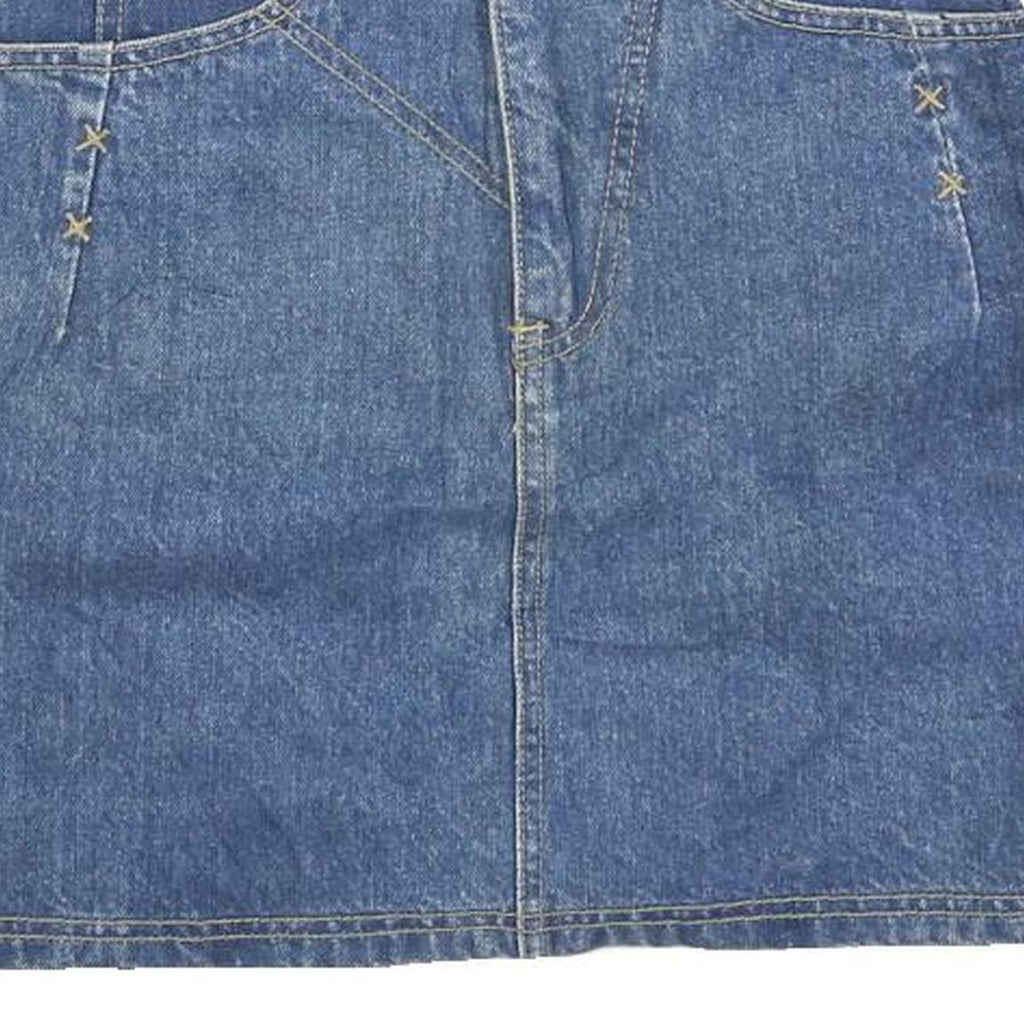 BIG SPADE Womens Blue Denim Mini Cotton Blend Skirt XXS Casual Everyday