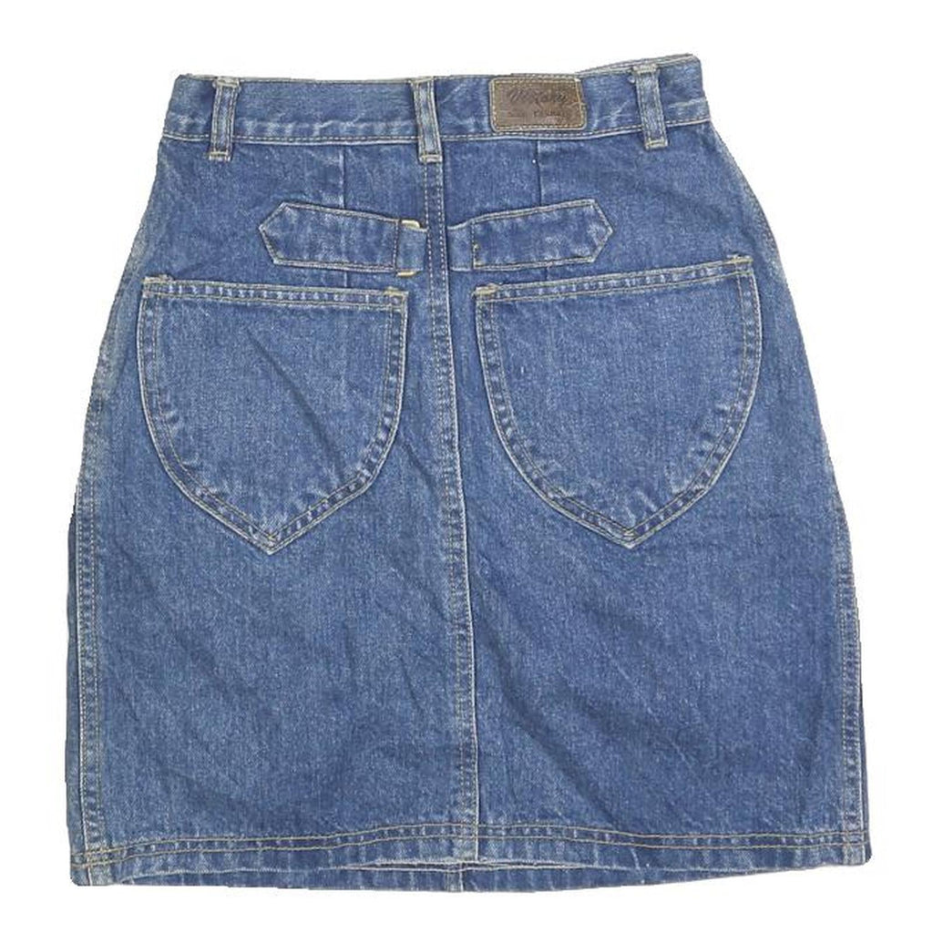 BIG SPADE Womens Blue Denim Mini Cotton Blend Skirt XXS Casual Everyday