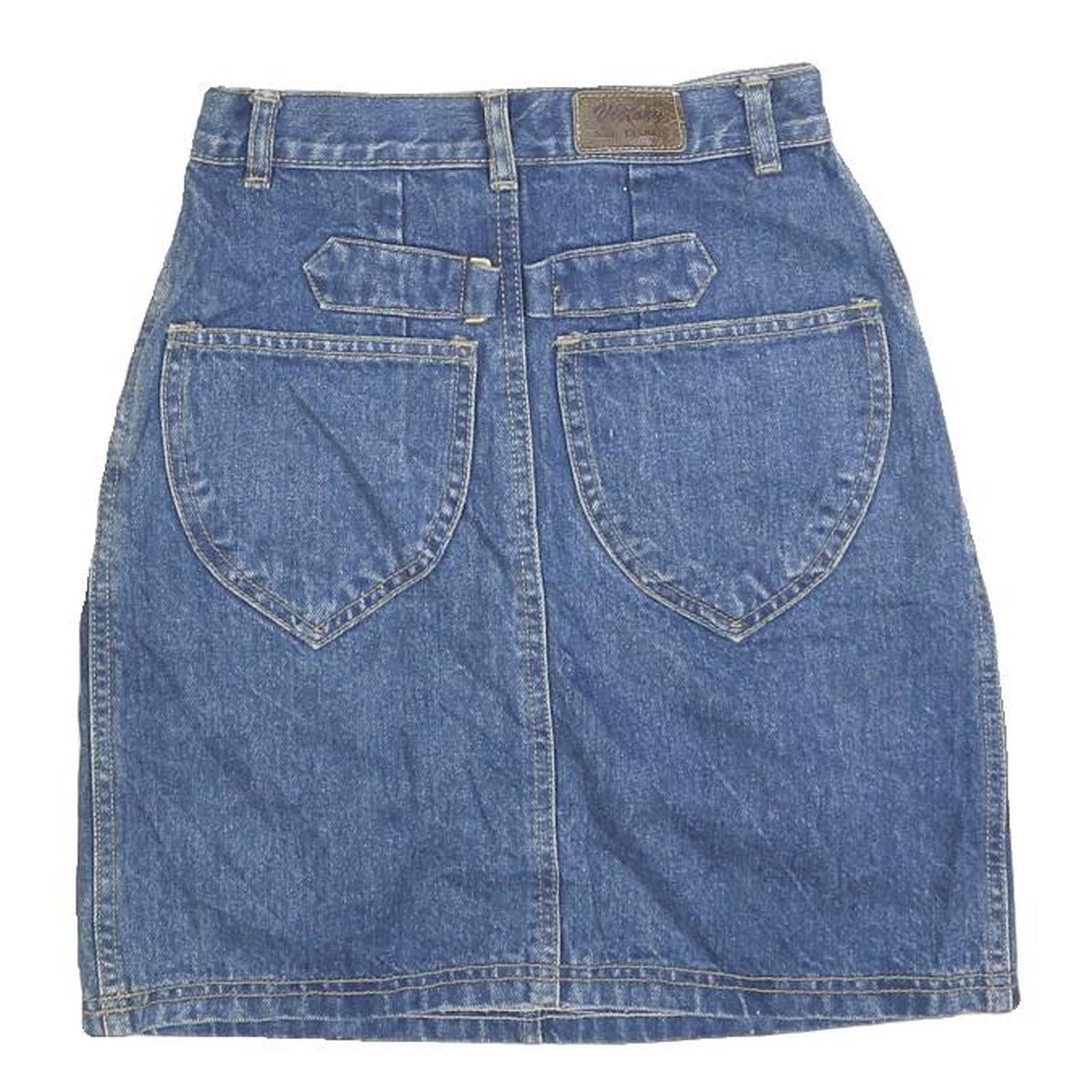 BIG SPADE Womens Blue Denim Mini Cotton Blend Skirt XXS Casual Everyday