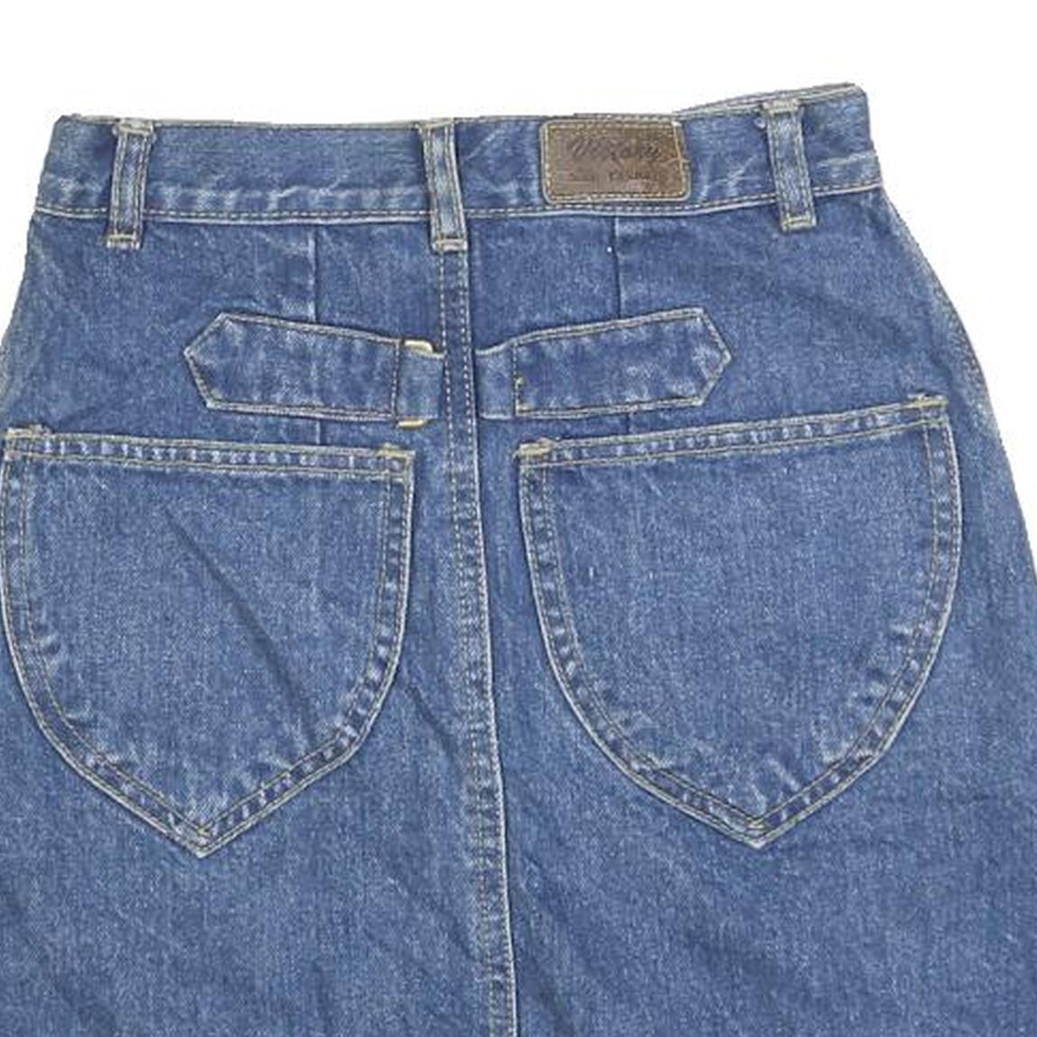 BIG SPADE Womens Blue Denim Mini Cotton Blend Skirt XXS Casual Everyday