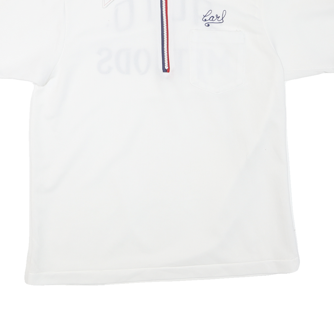 Mens White Basic Polyester Blend Polo Shirt Short Sleeve Zip Collar M Casual