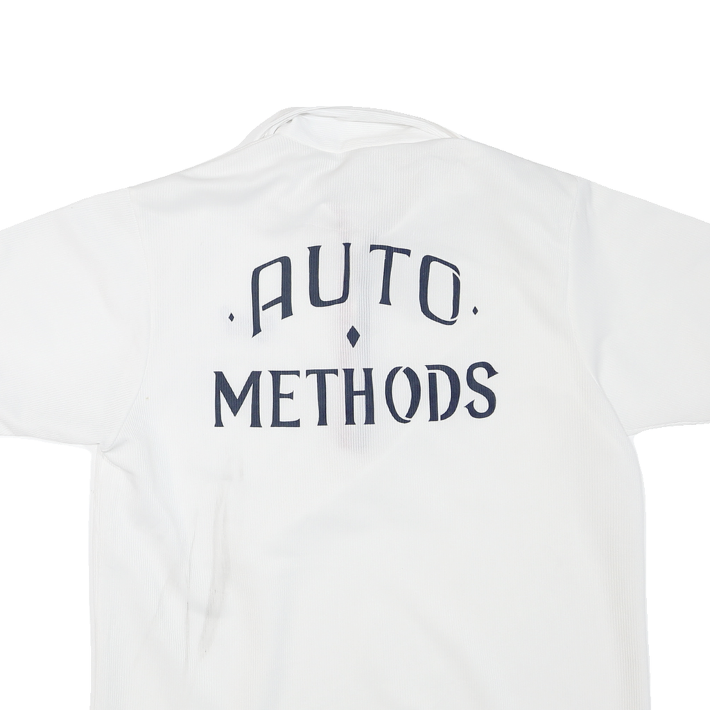 Mens White Basic Polyester Blend Polo Shirt Short Sleeve Zip Collar M Casual