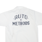 Mens White Basic Polyester Blend Polo Shirt Short Sleeve Zip Collar M Casual