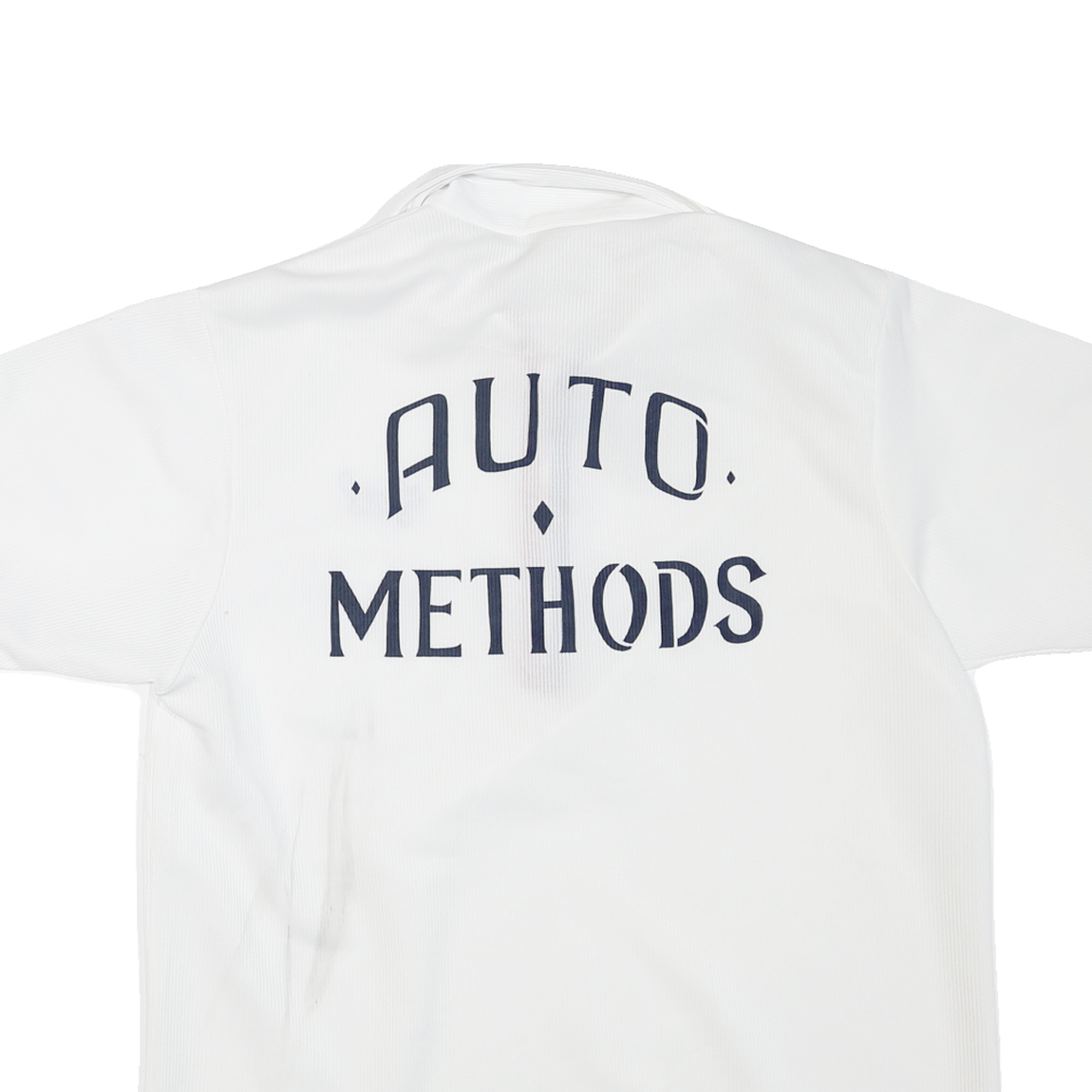 Mens White Basic Polyester Blend Polo Shirt Short Sleeve Zip Collar M Casual