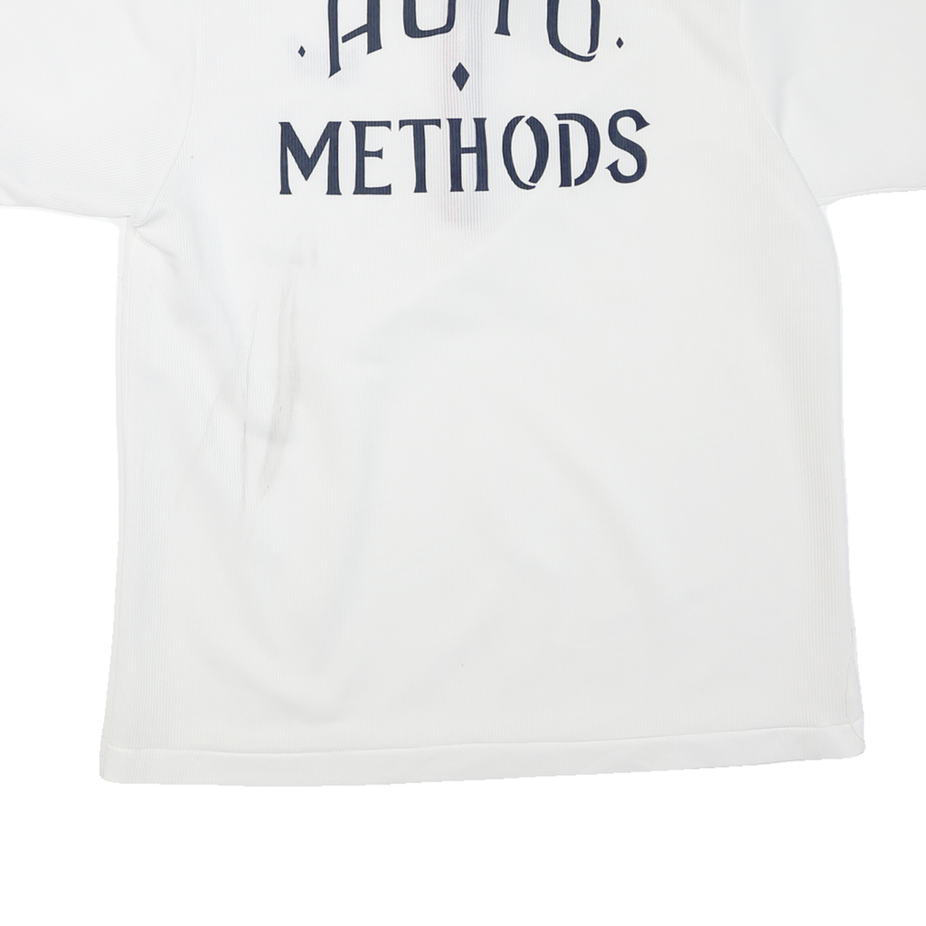 Mens White Basic Polyester Blend Polo Shirt Short Sleeve Zip Collar M Casual