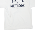 Mens White Basic Polyester Blend Polo Shirt Short Sleeve Zip Collar M Casual