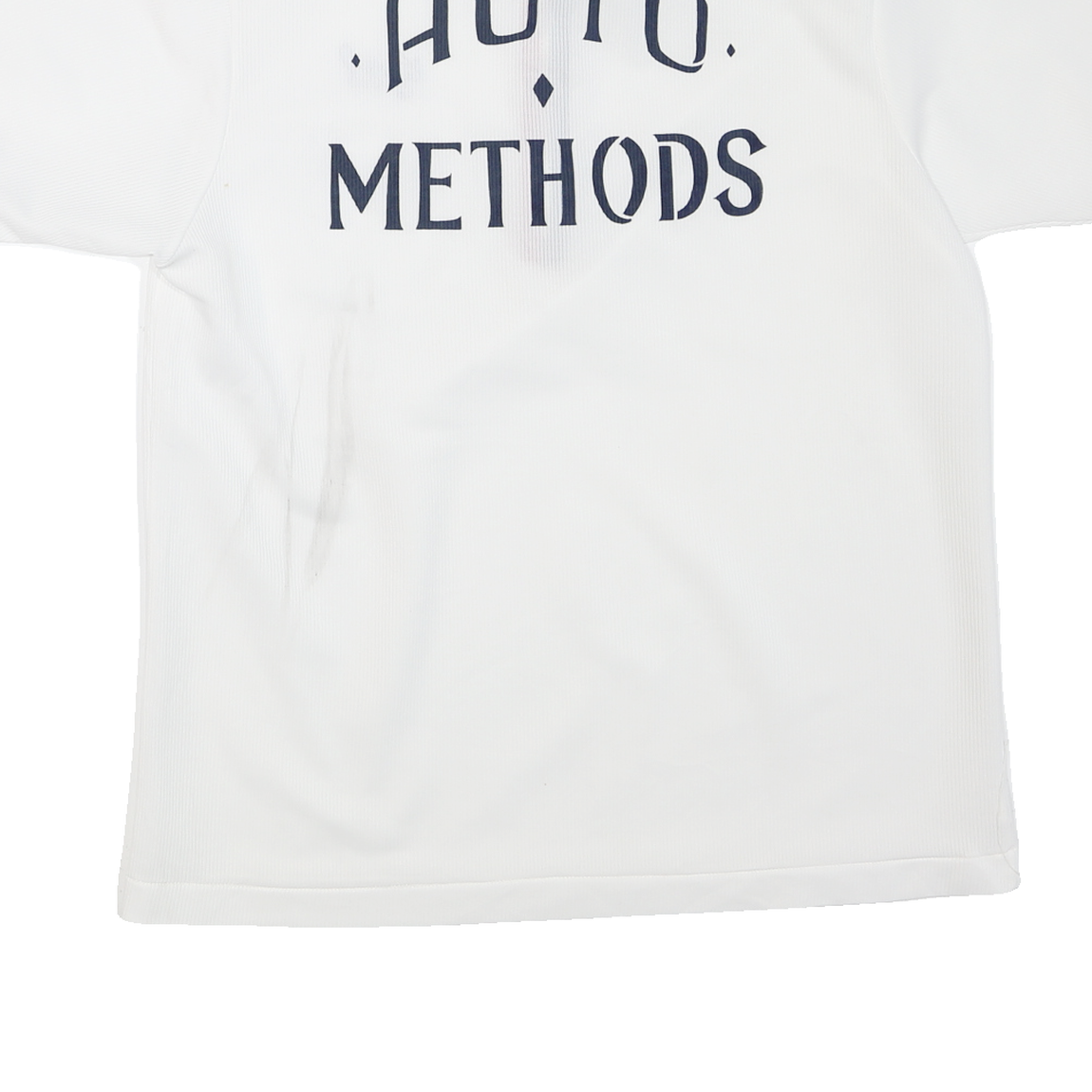 Mens White Basic Polyester Blend Polo Shirt Short Sleeve Zip Collar M Casual