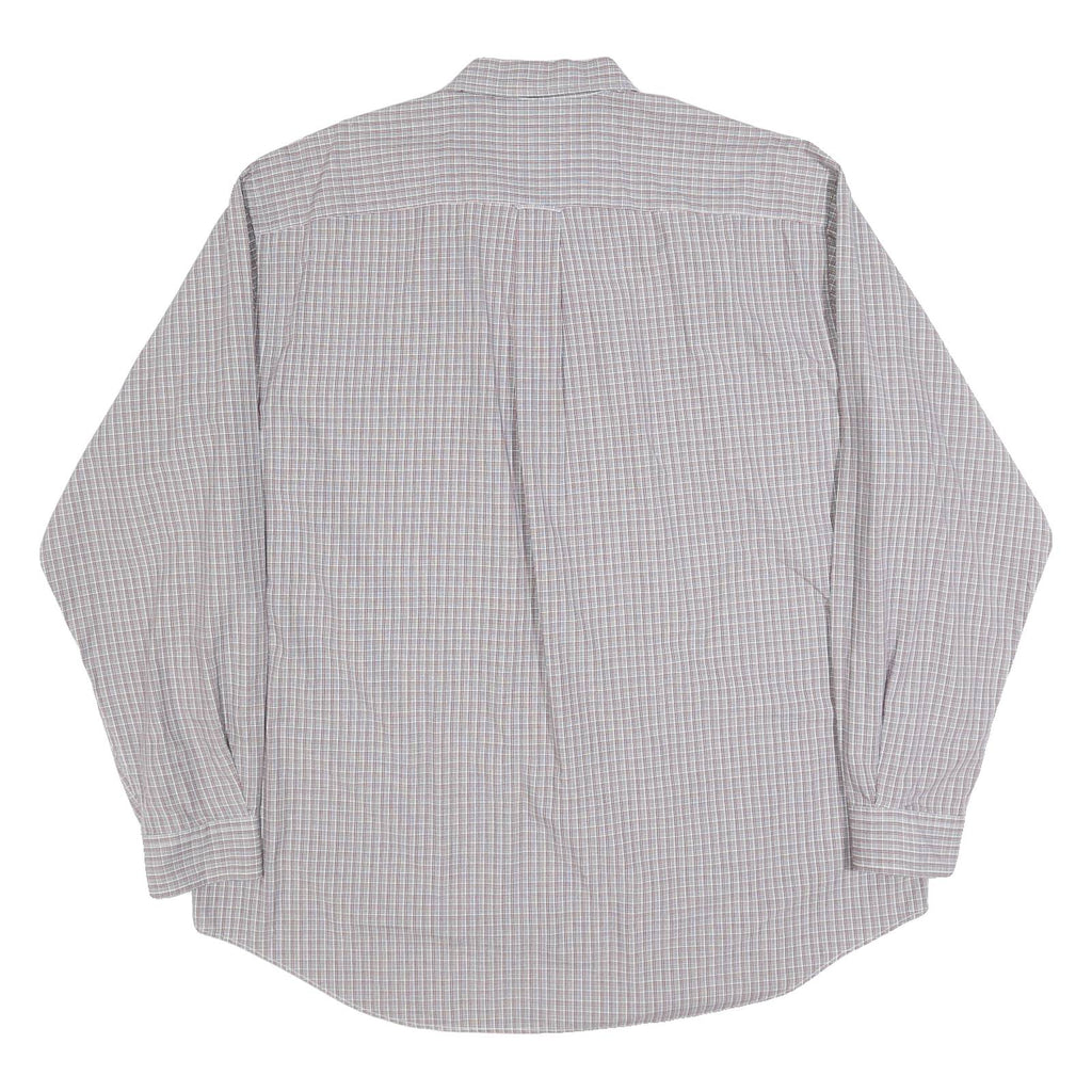 NAUTICA Mens Grey & Red Check Cotton Shirt XL Button-Down Collar Casual