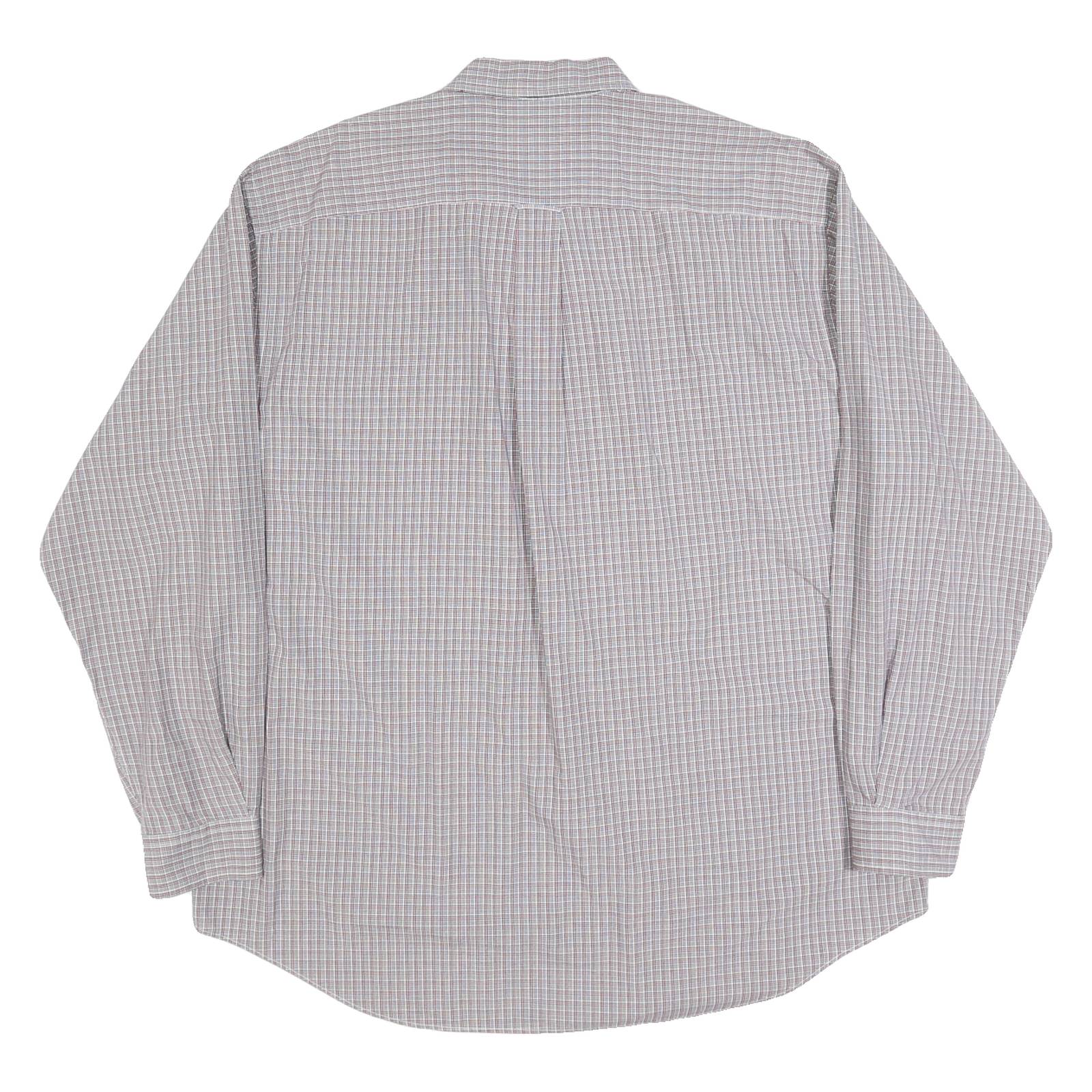 NAUTICA Mens Grey & Red Check Cotton Shirt XL Button-Down Collar Casual