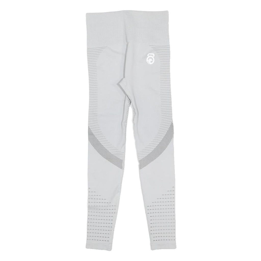 Womens White & Grey Leggings Slim Tapered S W24 L24 Seamless Athletic Leggings