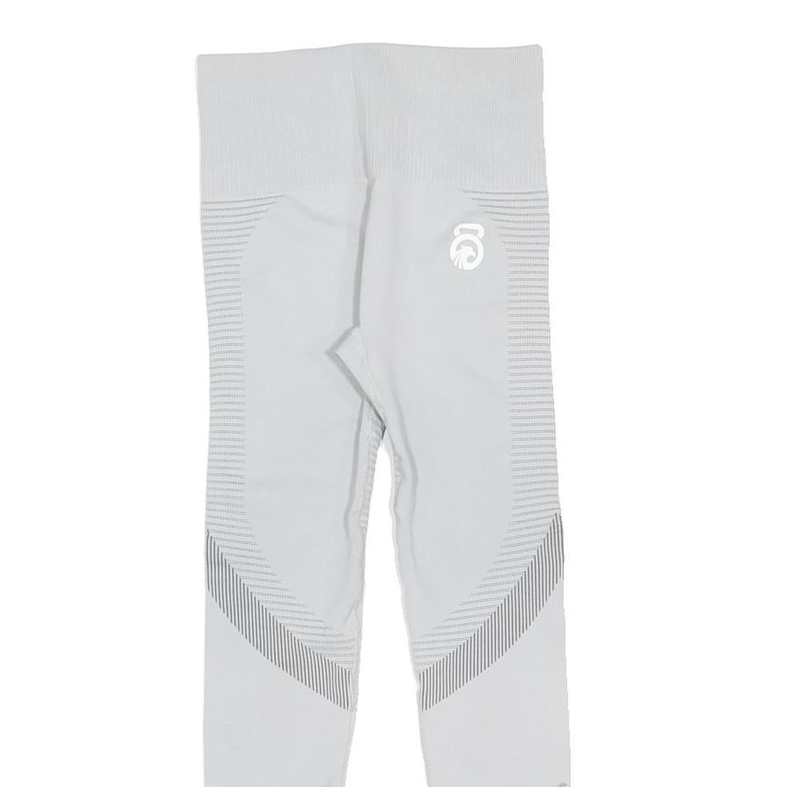Womens White & Grey Leggings Slim Tapered S W24 L24 Seamless Athletic Leggings