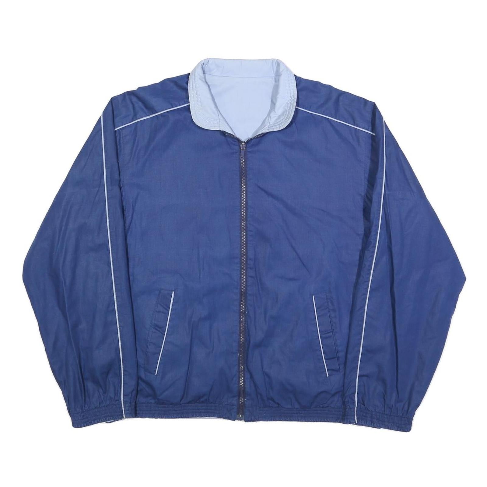 FREE LOOK Mens Blue Lightweight Reversible Jacket L Cotton Blend Zip Casual