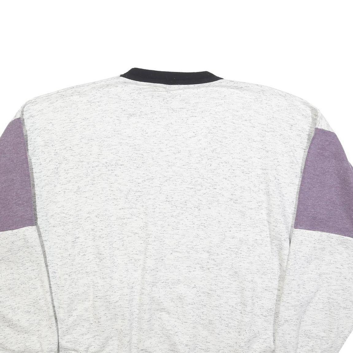 Mens White & Purple Active 13 Sweatshirt XL Crew Neck Casual Cotton Blend