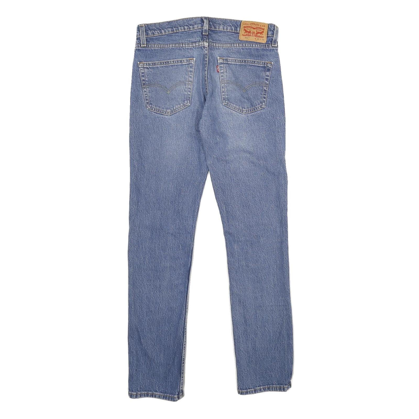 LEVI'S 511 Slim Mens Blue Slim Skinny Denim Light W31 L34 Classic Zip Jeans