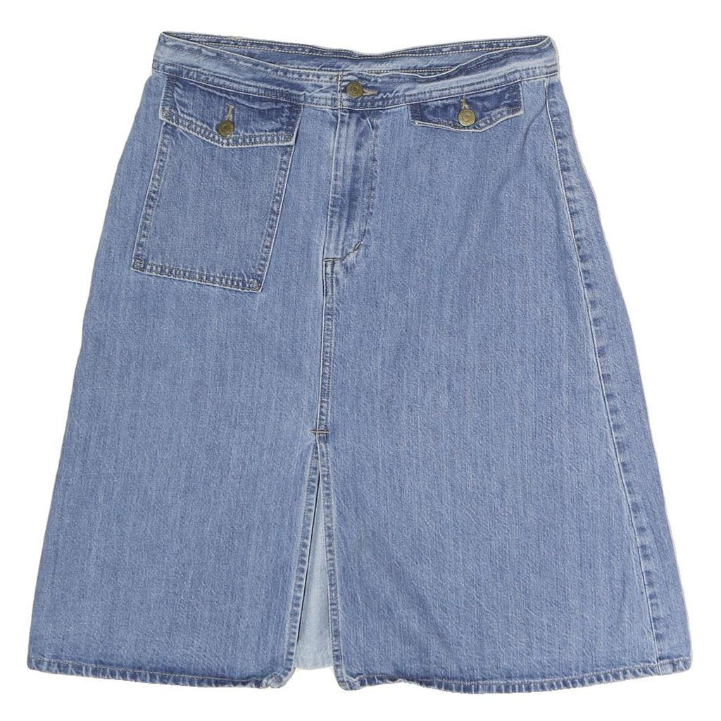 LEVI'S Womens Blue Denim Mini Cotton Skirt M Button Closure Casual Authentic