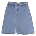 LEVI'S Womens Blue Denim Mini Cotton Skirt M Button Closure Casual Authentic
