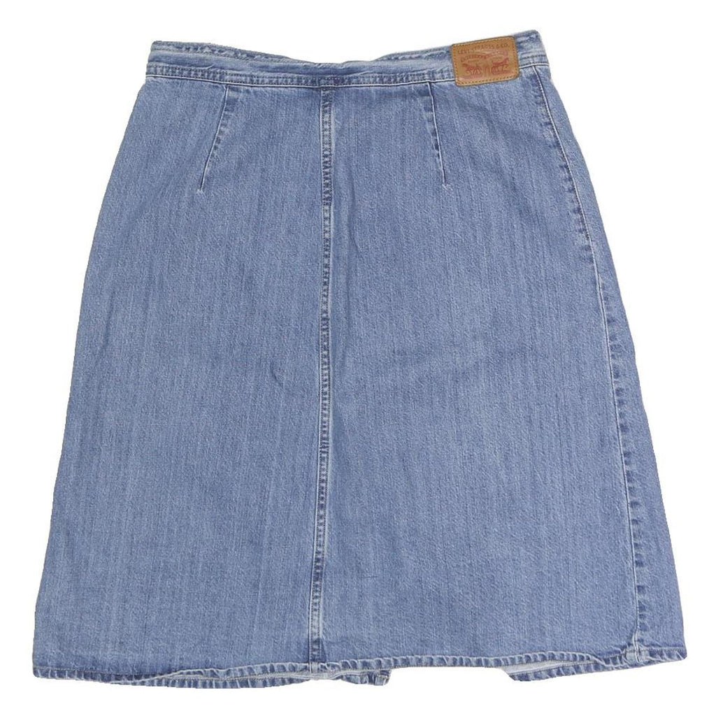LEVI'S Womens Blue Denim Mini Cotton Skirt M Button Closure Casual Authentic