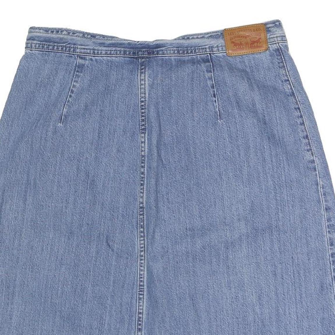 LEVI'S Womens Blue Denim Mini Cotton Skirt M Button Closure Casual Authentic
