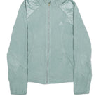ADIDAS Womens Blue Zip Up Hoodie Jacket UK 14 Polyester Plain Hooded Sportswear