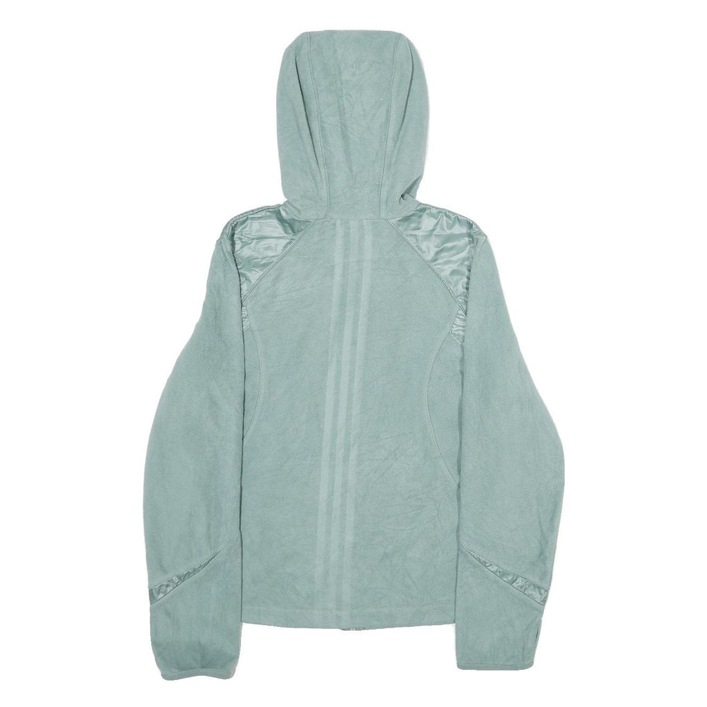 ADIDAS Womens Blue Zip Up Hoodie Jacket UK 14 Polyester Plain Hooded Sportswear