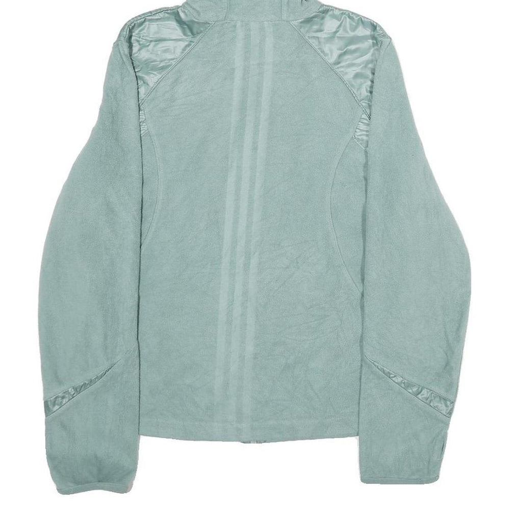 ADIDAS Womens Blue Zip Up Hoodie Jacket UK 14 Polyester Plain Hooded Sportswear