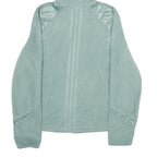 ADIDAS Womens Blue Zip Up Hoodie Jacket UK 14 Polyester Plain Hooded Sportswear