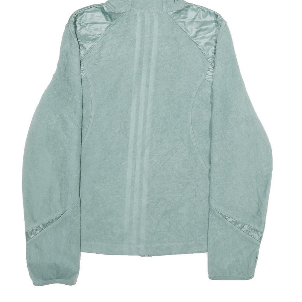 ADIDAS Womens Blue Zip Up Hoodie Jacket UK 14 Polyester Plain Hooded Sportswear