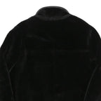 Womens Black Faux Fur Biker Jacket UK 10 Polyester Zip Plain Stylish Warm