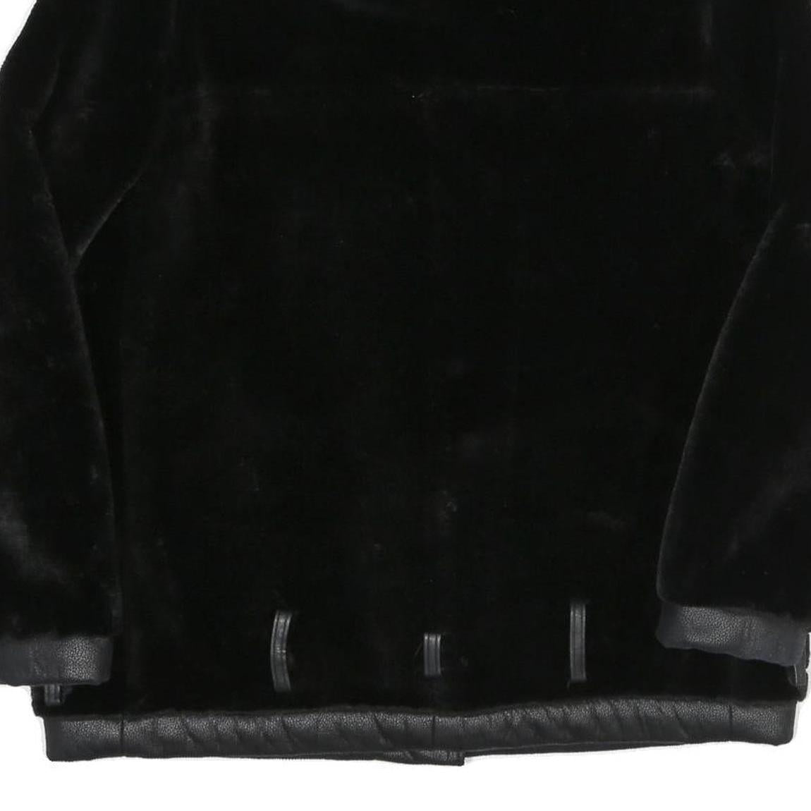 Womens Black Faux Fur Biker Jacket UK 10 Polyester Zip Plain Stylish Warm