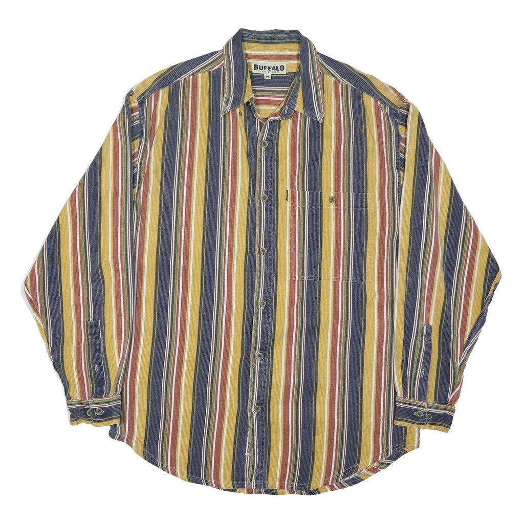 BUFFALO SOLDIER Mens Blue & Yellow Stripe Shirt M Casual Button Down Long Sleeve
