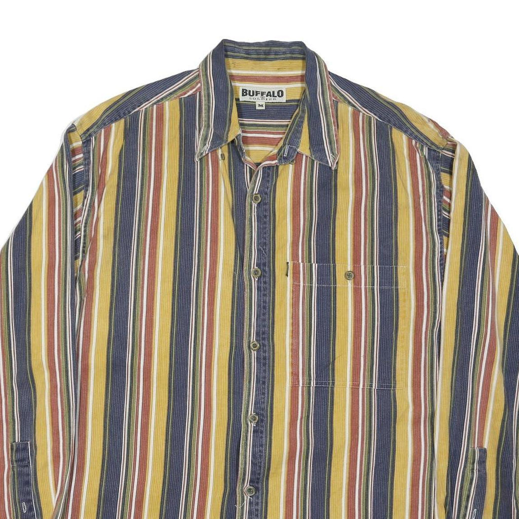 BUFFALO SOLDIER Mens Blue & Yellow Stripe Shirt M Casual Button Down Long Sleeve