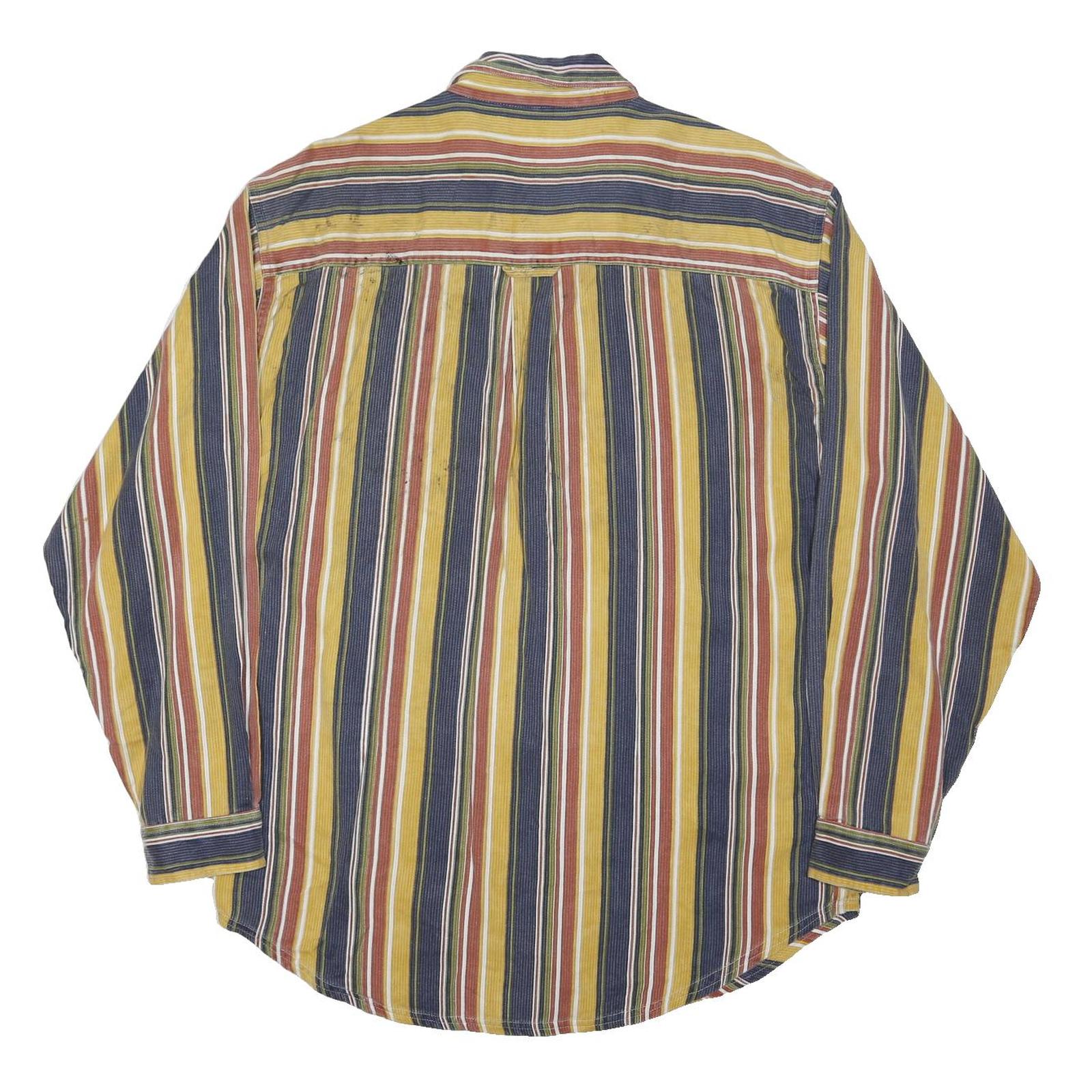 BUFFALO SOLDIER Mens Blue & Yellow Stripe Shirt M Casual Button Down Long Sleeve