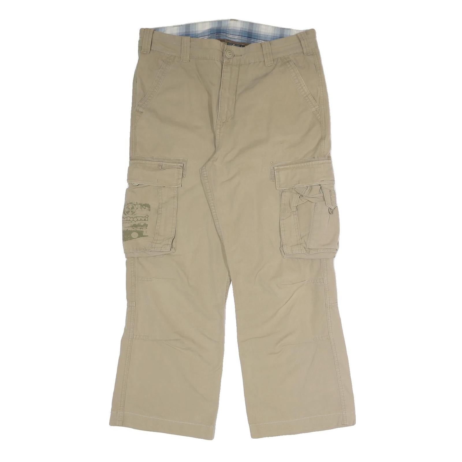 BRUNOTTO Mens Cotton Blend Beige Relaxed Cargo Trousers W36 L29 Utility Casual