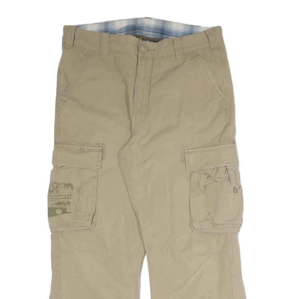 BRUNOTTO Mens Cotton Blend Beige Relaxed Cargo Trousers W36 L29 Utility Casual