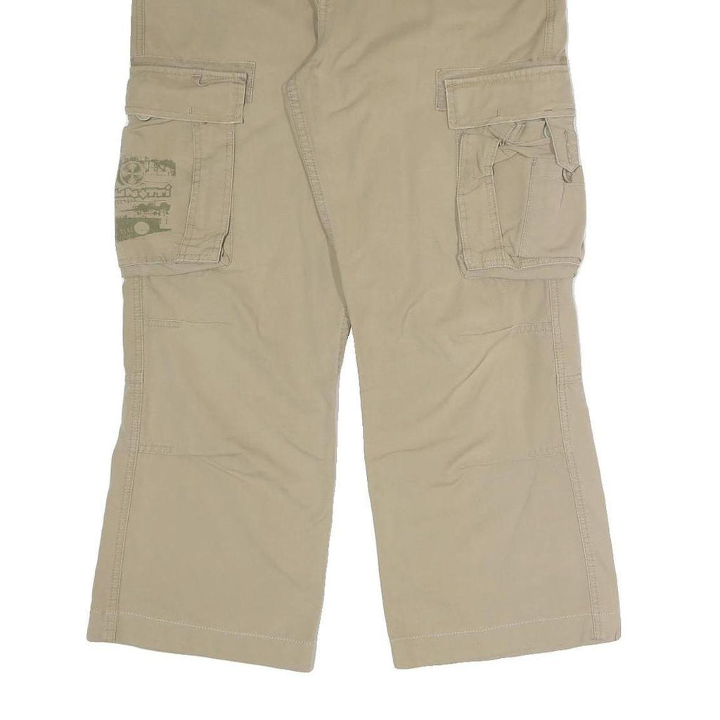 BRUNOTTO Mens Cotton Blend Beige Relaxed Cargo Trousers W36 L29 Utility Casual