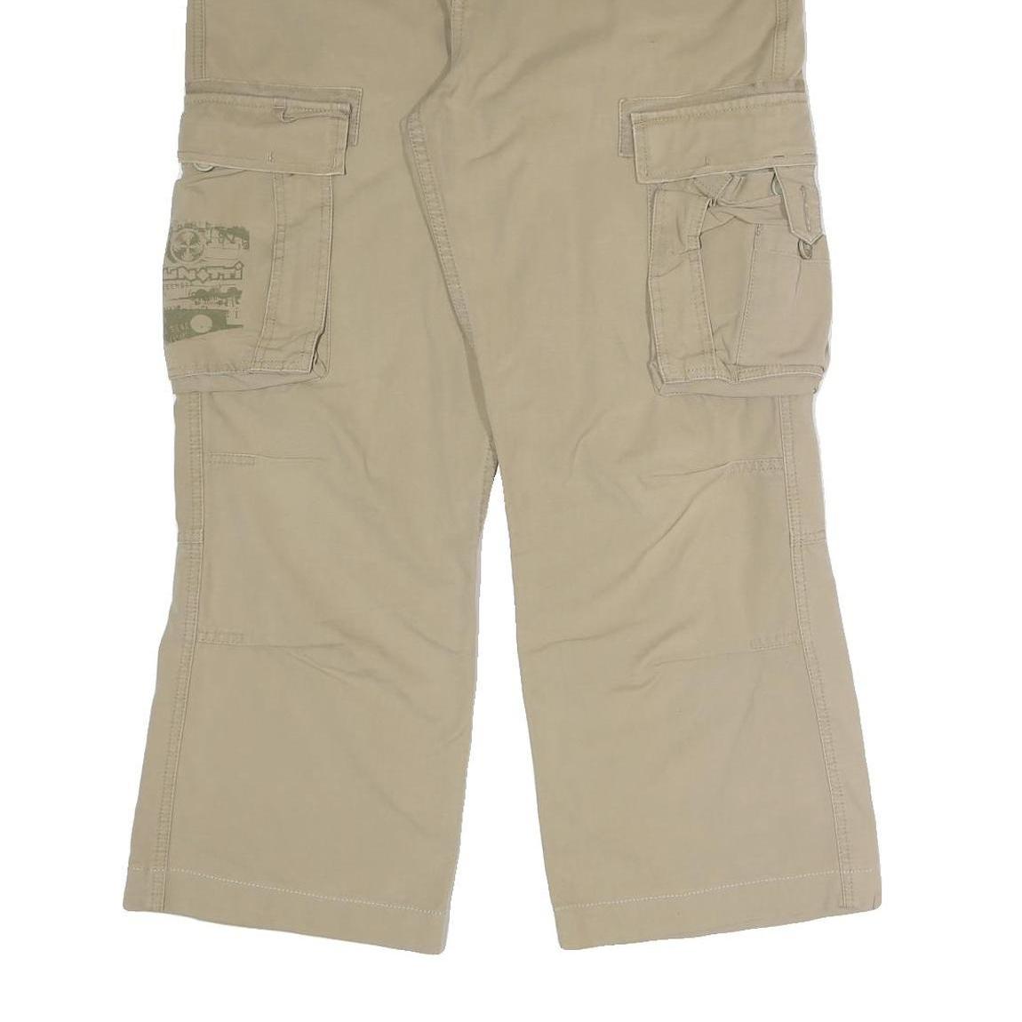 BRUNOTTO Mens Cotton Blend Beige Relaxed Cargo Trousers W36 L29 Utility Casual