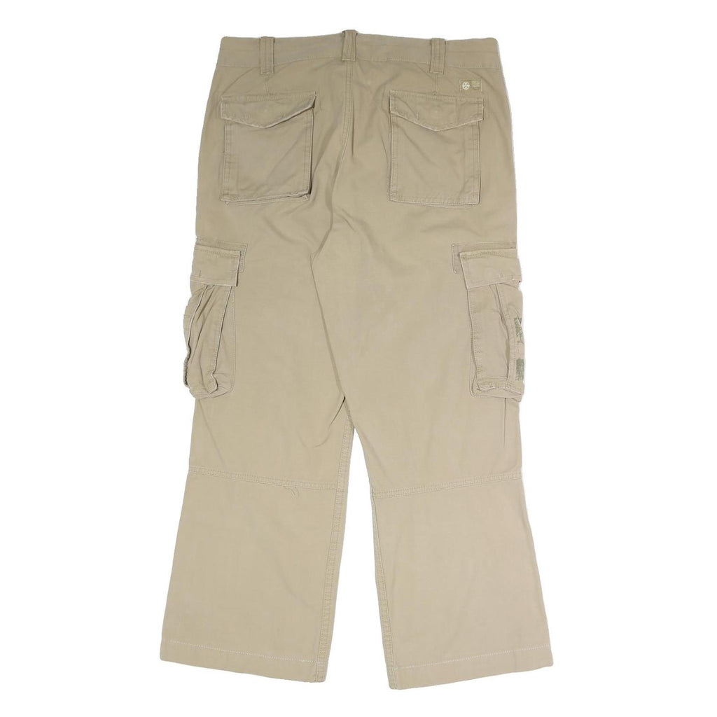 BRUNOTTO Mens Cotton Blend Beige Relaxed Cargo Trousers W36 L29 Utility Casual