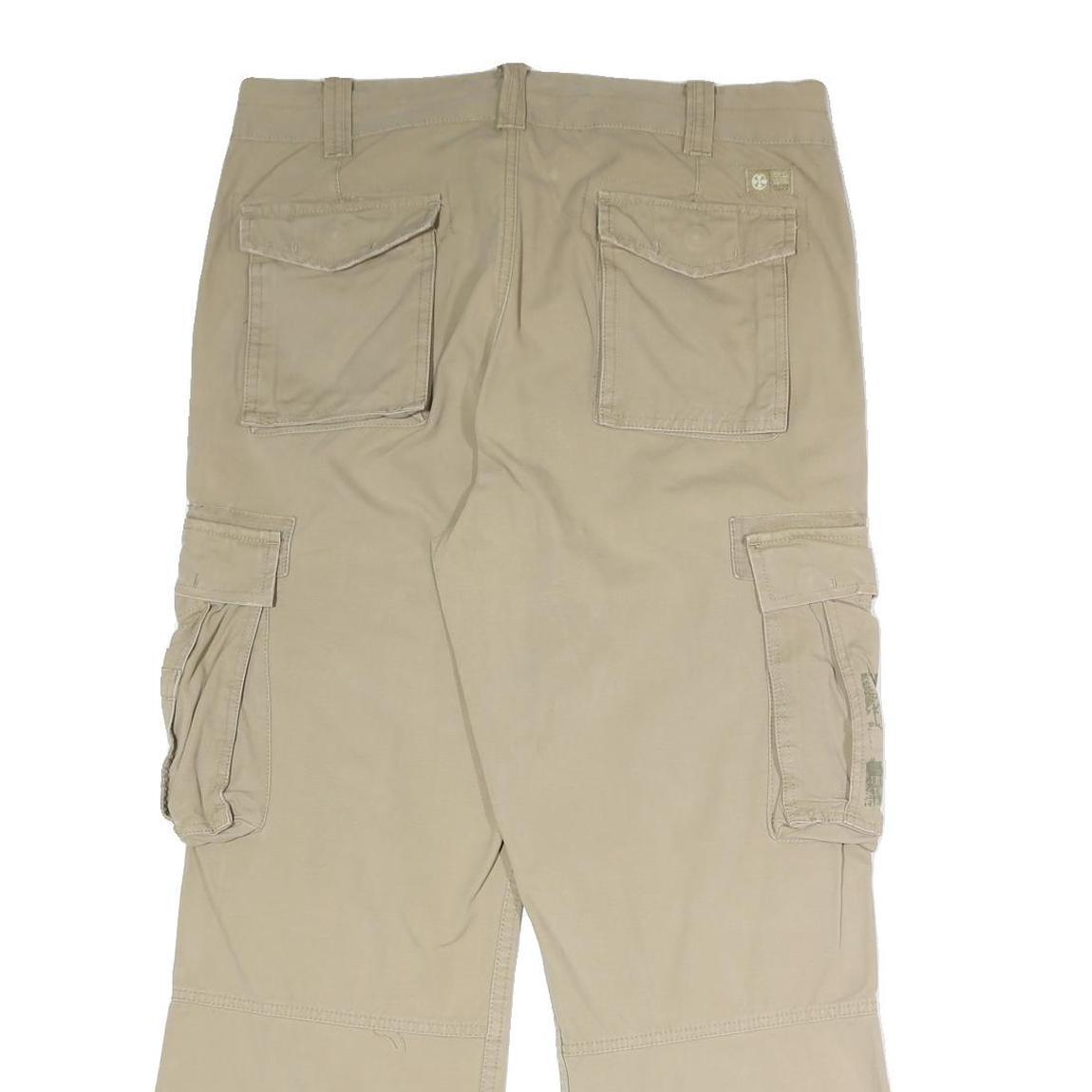 BRUNOTTO Mens Cotton Blend Beige Relaxed Cargo Trousers W36 L29 Utility Casual