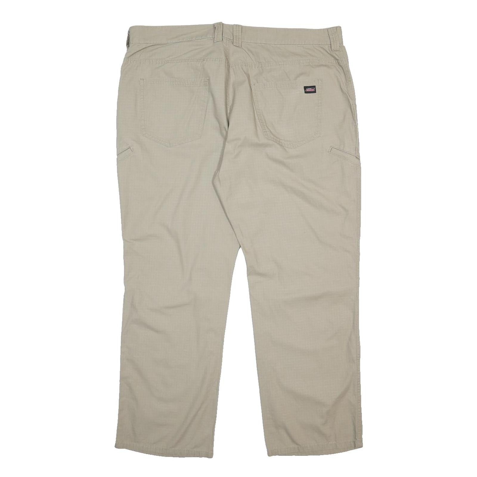 DICKIES Mens Cotton Beige Regular Fit Straight Leg Trousers W40 L30 Workwear