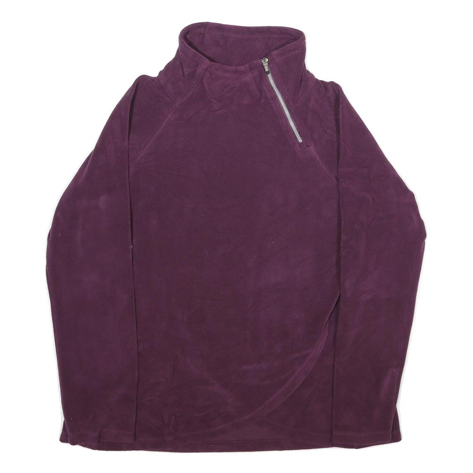 CALVIN KLEIN Womens Purple Pullover Plain 1/4 Zip Polyester Blend Jumper L